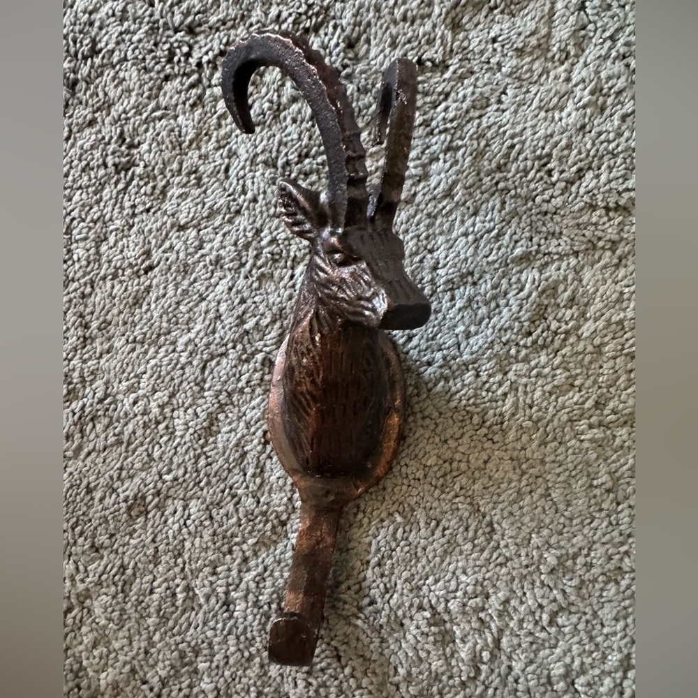 Vintage Bronze Antelope Wall Hook